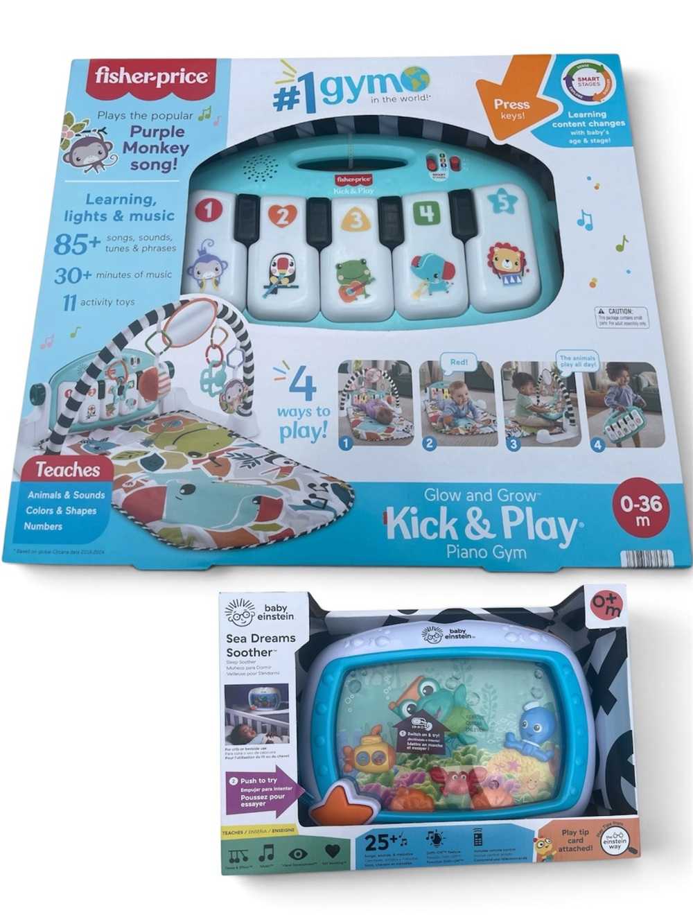 NEW Fisher Price Kick & Play Piano Gym + Baby Einstein Sea Dreams Soother SET